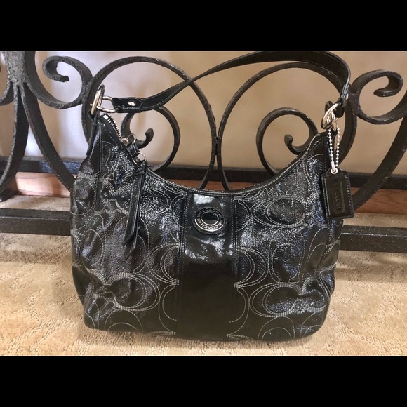 Coach Handbags - COACH NWT F19282 SIS STITCH BLACK LEATHER HOBO